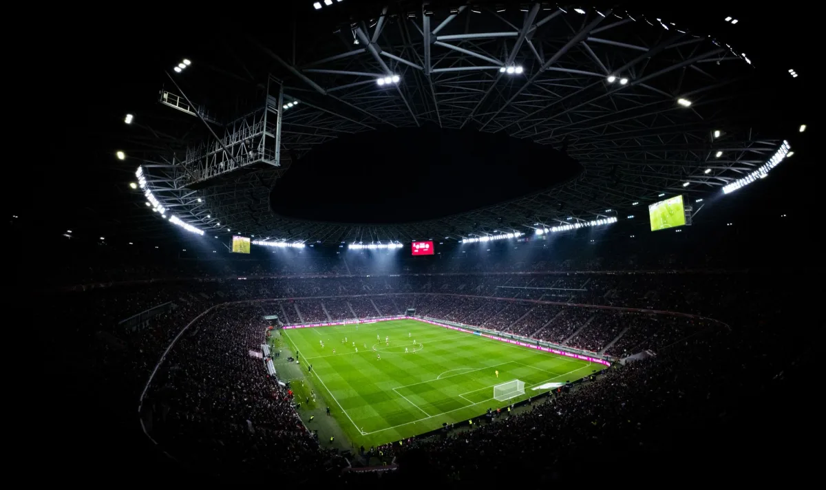 Floodlit football stadium